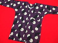義若オリジナルの鯉口シャツ・ダボシャツ　猫と水玉・紫